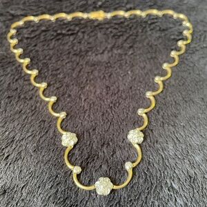 Necklace Solid 14kt White and Yellow Gold
Scalloped edges with GENUINE DIAMONDS